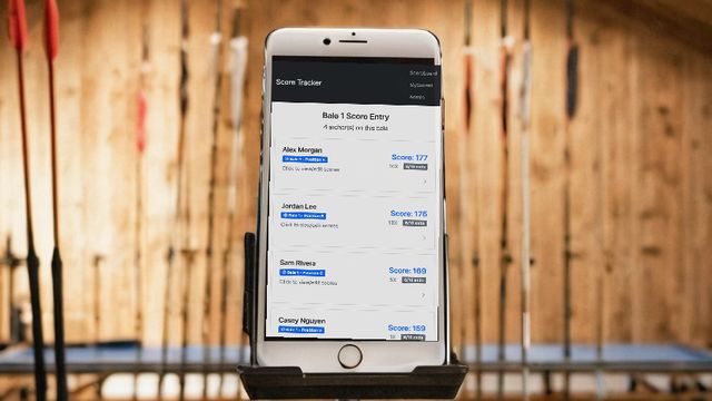 Bale score entry open on a phone at the shooting line